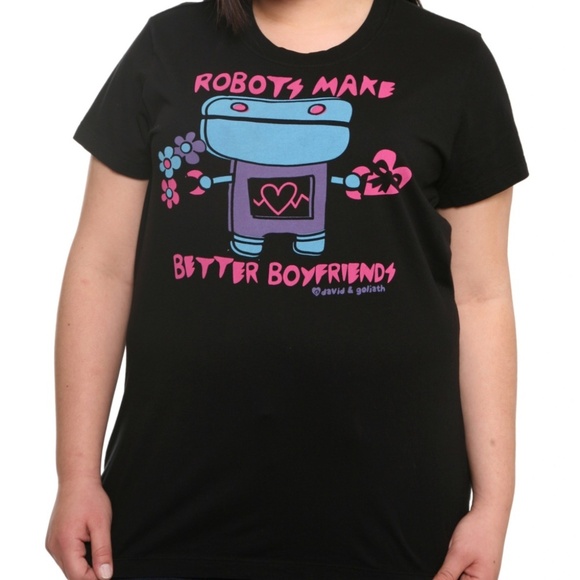 torrid Tops - New! David and Goliath X Torrid sz 2 Robots Make Better Boyfriends Tee 2X Y2K